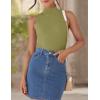 imageZESICA Womens Summer Ribbed High Neck Tank Tops Slim Fit Fashion Casual Basic Knit Sleeveless ShirtsGreen