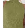imageZESICA Womens Summer Ribbed High Neck Tank Tops Slim Fit Fashion Casual Basic Knit Sleeveless ShirtsGreen