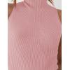 imageZESICA Womens Summer Ribbed High Neck Tank Tops Slim Fit Fashion Casual Basic Knit Sleeveless ShirtsPink