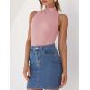 imageZESICA Womens Summer Ribbed High Neck Tank Tops Slim Fit Fashion Casual Basic Knit Sleeveless ShirtsPink