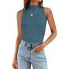 imageZESICA Womens Summer Ribbed High Neck Tank Tops Slim Fit Fashion Casual Basic Knit Sleeveless ShirtsDustyblue