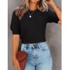 imageZESICA Womens Summer Crop Tops Casual Short Sleeve Crew Neck Ribbed Knit Loose Sweaters 2025 Trendy Shirts OutfitsBlack