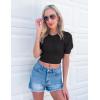 imageZESICA Womens Summer Crop Tops Casual Short Sleeve Crew Neck Ribbed Knit Loose Sweaters 2025 Trendy Shirts OutfitsBlack