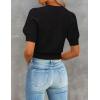 imageZESICA Womens Summer Crop Tops Casual Short Sleeve Crew Neck Ribbed Knit Loose Sweaters 2025 Trendy Shirts OutfitsBlack