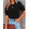 imageZESICA Womens Summer Crop Tops Casual Short Sleeve Crew Neck Ribbed Knit Loose Sweaters 2025 Trendy Shirts OutfitsBlack