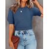 imageZESICA Womens Summer Crop Tops Casual Short Sleeve Crew Neck Ribbed Knit Loose Sweaters 2025 Trendy Shirts OutfitsDark Blue