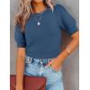 imageZESICA Womens Summer Crop Tops Casual Short Sleeve Crew Neck Ribbed Knit Loose Sweaters 2025 Trendy Shirts OutfitsDark Blue
