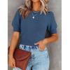 imageZESICA Womens Summer Crop Tops Casual Short Sleeve Crew Neck Ribbed Knit Loose Sweaters 2025 Trendy Shirts OutfitsDark Blue