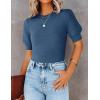 imageZESICA Womens Summer Crop Tops Casual Short Sleeve Crew Neck Ribbed Knit Loose Sweaters 2025 Trendy Shirts OutfitsDark Blue