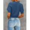 imageZESICA Womens Summer Crop Tops Casual Short Sleeve Crew Neck Ribbed Knit Loose Sweaters 2025 Trendy Shirts OutfitsDark Blue