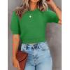 imageZESICA Womens Summer Crop Tops Casual Short Sleeve Crew Neck Ribbed Knit Loose Sweaters 2025 Trendy Shirts OutfitsGreen