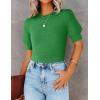 imageZESICA Womens Summer Crop Tops Casual Short Sleeve Crew Neck Ribbed Knit Loose Sweaters 2025 Trendy Shirts OutfitsGreen