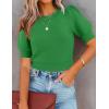 imageZESICA Womens Summer Crop Tops Casual Short Sleeve Crew Neck Ribbed Knit Loose Sweaters 2025 Trendy Shirts OutfitsGreen