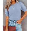 imageZESICA Womens Summer Crop Tops Casual Short Sleeve Crew Neck Ribbed Knit Loose Sweaters 2025 Trendy Shirts OutfitsLight Blue