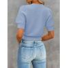 imageZESICA Womens Summer Crop Tops Casual Short Sleeve Crew Neck Ribbed Knit Loose Sweaters 2025 Trendy Shirts OutfitsLight Blue