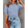 imageZESICA Womens Summer Crop Tops Casual Short Sleeve Crew Neck Ribbed Knit Loose Sweaters 2025 Trendy Shirts OutfitsLight Blue