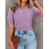 imageZESICA Womens Summer Crop Tops Casual Short Sleeve Crew Neck Ribbed Knit Loose Sweaters 2025 Trendy Shirts OutfitsPurple