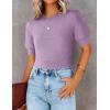 imageZESICA Womens Summer Crop Tops Casual Short Sleeve Crew Neck Ribbed Knit Loose Sweaters 2025 Trendy Shirts OutfitsPurple