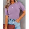 imageZESICA Womens Summer Crop Tops Casual Short Sleeve Crew Neck Ribbed Knit Loose Sweaters 2025 Trendy Shirts OutfitsPurple