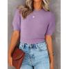 imageZESICA Womens Summer Crop Tops Casual Short Sleeve Crew Neck Ribbed Knit Loose Sweaters 2025 Trendy Shirts OutfitsPurple