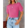 imageZESICA Womens Summer Crop Tops Casual Short Sleeve Crew Neck Ribbed Knit Loose Sweaters 2025 Trendy Shirts OutfitsRose