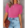 imageZESICA Womens Summer Crop Tops Casual Short Sleeve Crew Neck Ribbed Knit Loose Sweaters 2025 Trendy Shirts OutfitsRose