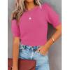 imageZESICA Womens Summer Crop Tops Casual Short Sleeve Crew Neck Ribbed Knit Loose Sweaters 2025 Trendy Shirts OutfitsRose