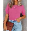 imageZESICA Womens Summer Crop Tops Casual Short Sleeve Crew Neck Ribbed Knit Loose Sweaters 2025 Trendy Shirts OutfitsRose