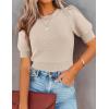 imageZESICA Womens Summer Crop Tops Casual Short Sleeve Crew Neck Ribbed Knit Loose Sweaters 2025 Trendy Shirts OutfitsSandy