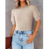 imageZESICA Womens Summer Crop Tops Casual Short Sleeve Crew Neck Ribbed Knit Loose Sweaters 2025 Trendy Shirts OutfitsSandy