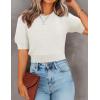imageZESICA Womens Summer Crop Tops Casual Short Sleeve Crew Neck Ribbed Knit Loose Sweaters 2025 Trendy Shirts OutfitsWhite
