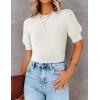 imageZESICA Womens Summer Crop Tops Casual Short Sleeve Crew Neck Ribbed Knit Loose Sweaters 2025 Trendy Shirts OutfitsWhite