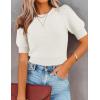 imageZESICA Womens Summer Crop Tops Casual Short Sleeve Crew Neck Ribbed Knit Loose Sweaters 2025 Trendy Shirts OutfitsWhite