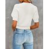 imageZESICA Womens Summer Crop Tops Casual Short Sleeve Crew Neck Ribbed Knit Loose Sweaters 2025 Trendy Shirts OutfitsWhite