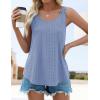 imageZESICA Womens Summer Eyelet Tank Tops Loose Trendy Scoop Neck Sleeveless Flowy Beach Vacation ShirtsBlue