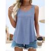 imageZESICA Womens Summer Eyelet Tank Tops Loose Trendy Scoop Neck Sleeveless Flowy Beach Vacation ShirtsBlue