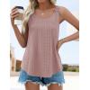 imageZESICA Womens Summer Eyelet Tank Tops Loose Trendy Scoop Neck Sleeveless Flowy Beach Vacation ShirtsDarkpink