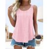 imageZESICA Womens Summer Eyelet Tank Tops Loose Trendy Scoop Neck Sleeveless Flowy Beach Vacation ShirtsPink