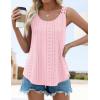 imageZESICA Womens Summer Eyelet Tank Tops Loose Trendy Scoop Neck Sleeveless Flowy Beach Vacation ShirtsPink