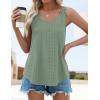 imageZESICA Womens Summer Eyelet Tank Tops Loose Trendy Scoop Neck Sleeveless Flowy Beach Vacation ShirtsSage