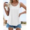 imageZESICA Womens Summer Eyelet Tank Tops Loose Trendy Scoop Neck Sleeveless Flowy Beach Vacation ShirtsWhite