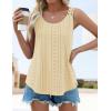 imageZESICA Womens Summer Eyelet Tank Tops Loose Trendy Scoop Neck Sleeveless Flowy Beach Vacation ShirtsYellow