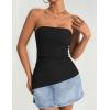 imageZESICA Womens Tube Top 2025 Summer Going Out Strapless Backless Ruched Trendy Tops Asymmetrical Bandeau Cute OutfitsBlack