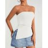 imageZESICA Womens Tube Top 2025 Summer Going Out Strapless Backless Ruched Trendy Tops Asymmetrical Bandeau Cute OutfitsWhite