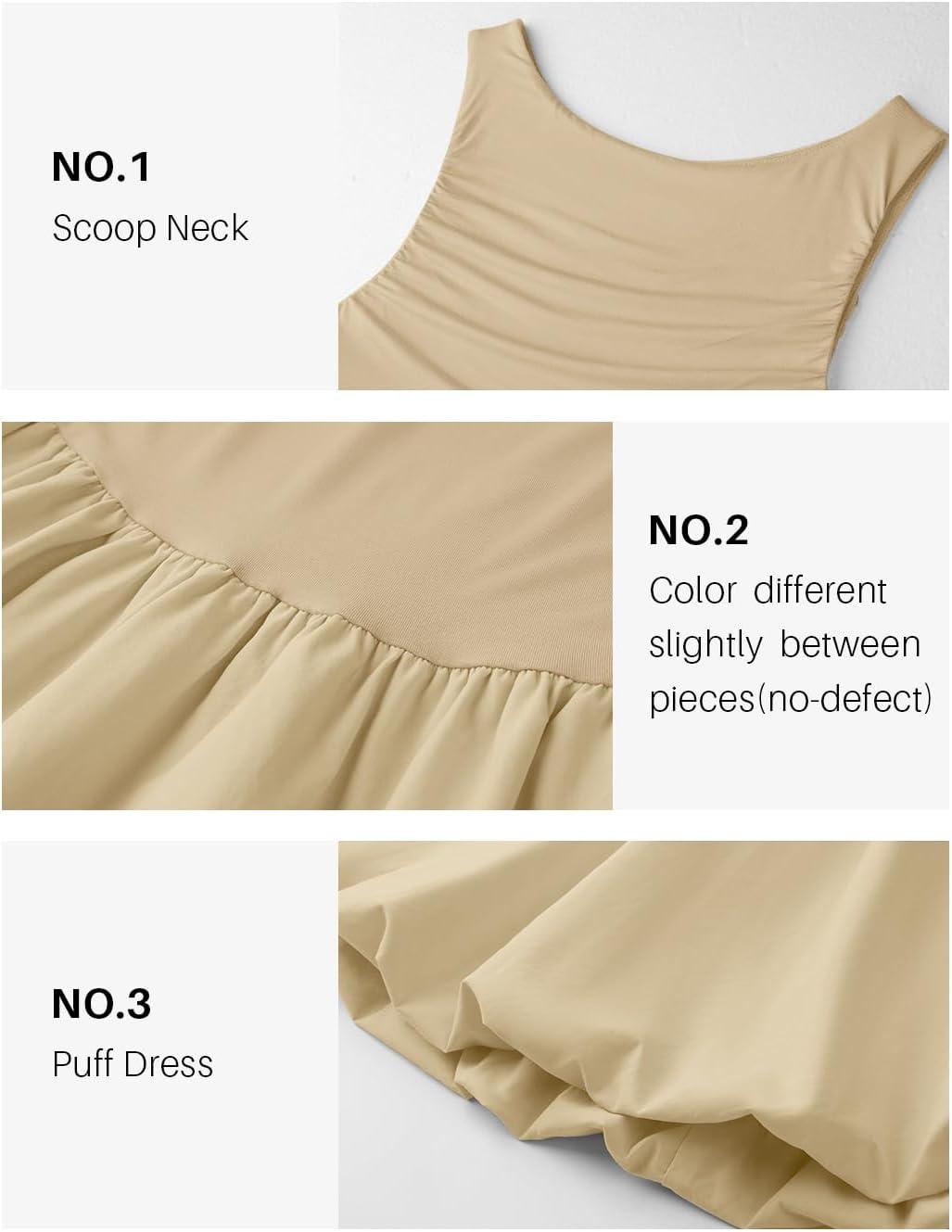 imageZESICA Womens 2025 Summer Boho Sleeveless Ruched Mini Dresses Scoop Neck Bubble A Line Short Tank SundressApricot
