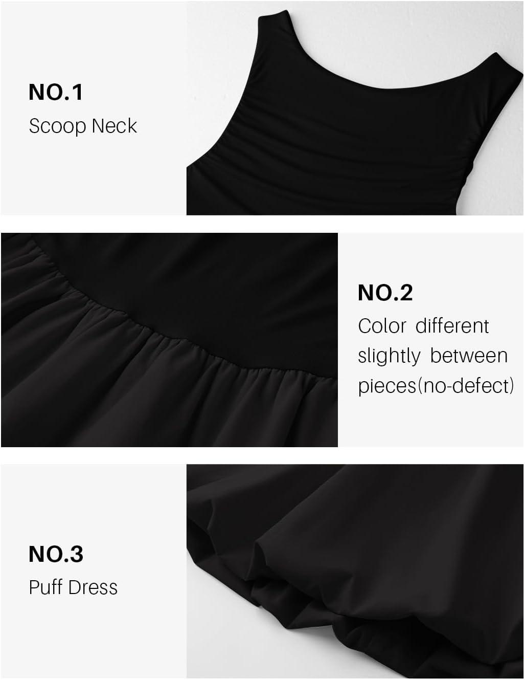 imageZESICA Womens 2025 Summer Boho Sleeveless Ruched Mini Dresses Scoop Neck Bubble A Line Short Tank SundressBlack