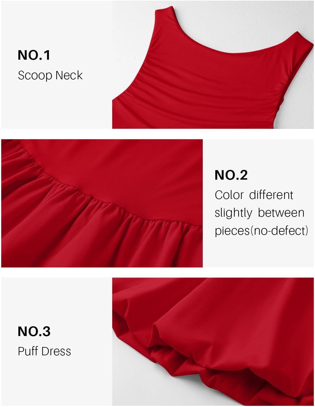 imageZESICA Womens 2025 Summer Boho Sleeveless Ruched Mini Dresses Scoop Neck Bubble A Line Short Tank SundressRed
