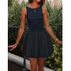 imageZESICA Womens 2025 Summer Boho Sleeveless Ruched Mini Dresses Scoop Neck Bubble A Line Short Tank SundressNavy