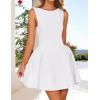 imageZESICA Womens 2025 Summer Sleeveless Cocktail Mini Dress Boat Neck Backless Swing A Line Wedding Club Party Short DressesWhite