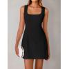 imageZESICA Womens 2025 Summer Sleeveless Tank Mini Dresses Square Neck A Line Flare Party Short DressBlack